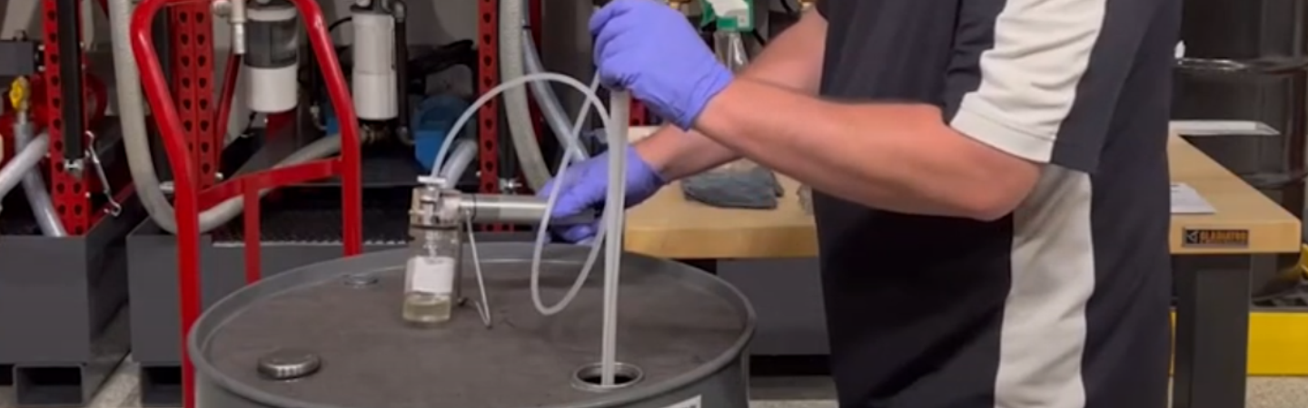 sampling from a 55 gallon drum with vacuum pump
