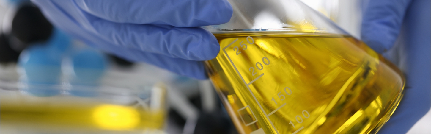 oil in a beaker for oil analysis